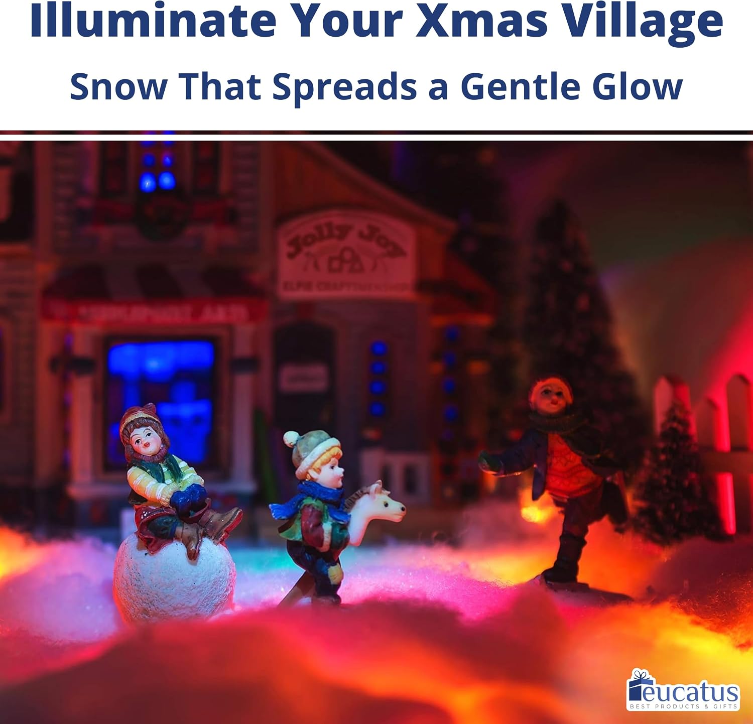 Eucatus listing image: glowing Christmas village display